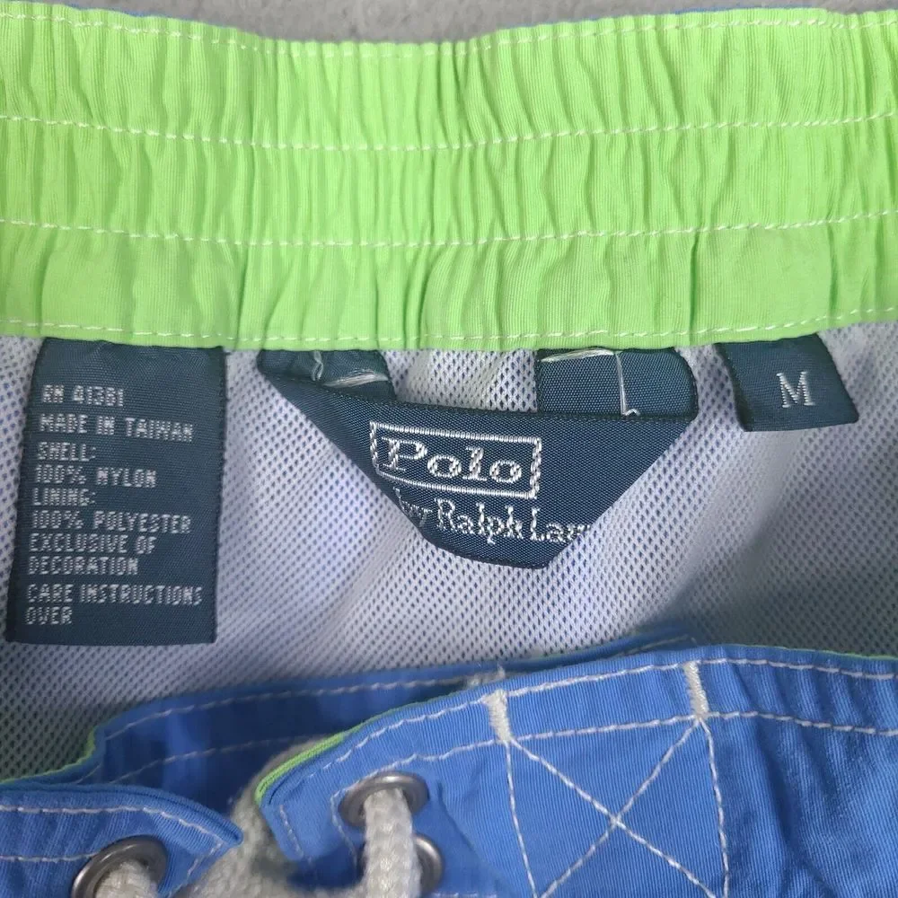 Vtg Polo Ralph Lauren Swim Trunks Shorts Mens Medium 32‎ Waist Blue Mesh Lined